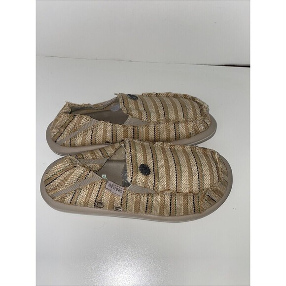 Skechers Raffia Stripe Slip On Shoes Summer Natural Size 6 - Picture 3 of 8